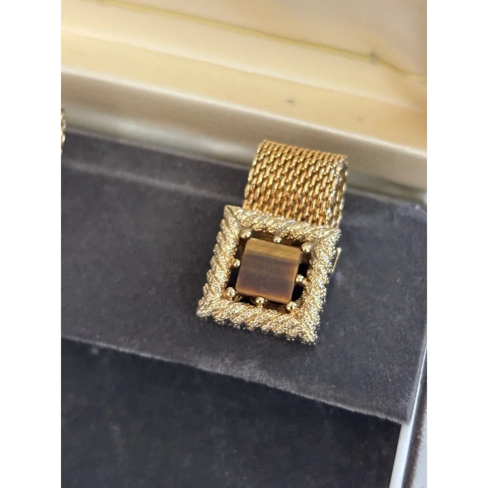 Vintage Swank Tiger Eye Cufflinks + MOP Cufflinks 2 Pair Lot NOS Box